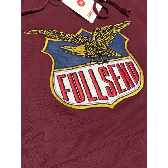 NEW FULL SEND Embroidered EagleShield Pullover Hoodie -Maroon Medium Heavyweight - Picture 2 of 7